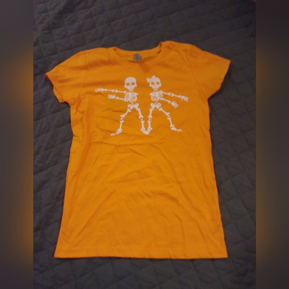 Orange Skeleton Graphic T-Shirt